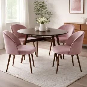 Set 4 Sedie in Velluto Rosa 47x57x78 cm Gambe in Metallo Oro 2
