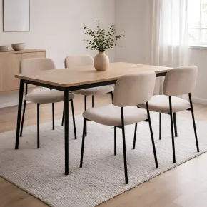 Set 4 Sedie in Vellutino Beige 44x49x78 cm Struttura in Metallo Nero 2