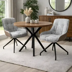 Set 2 Sedie da Pranzo Grigio Chiaro con Base Fissa Gambe in Metallo 2