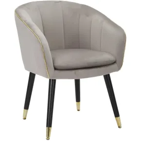 Poltrona in Tessuto Grigio Struttura Metallo Nero Oro Sedia da Pranzo