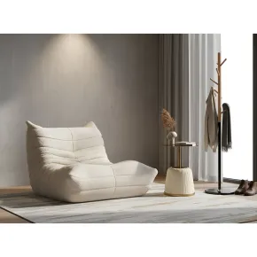 Poltrona Bouclé Compressa Bianco Imbottita Moderna per Salotto Lounge 2