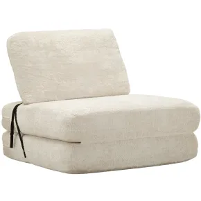 Poltrona Letto Bouclé Compressa Bianco Moderna per Salotto Camera
