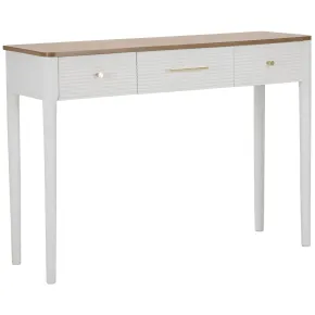 Mobile da Ingresso in Legno Bianco con 3 Cassetti Piano Marrone