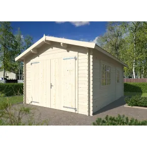 Garage in Legno 350x520 cm Blockhouse 34 mm Doppia Porta Finestra 2