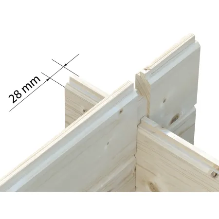 Casetta in Legno 380x320 cm Blockhouse 28 mm Doppia Porta Finestra