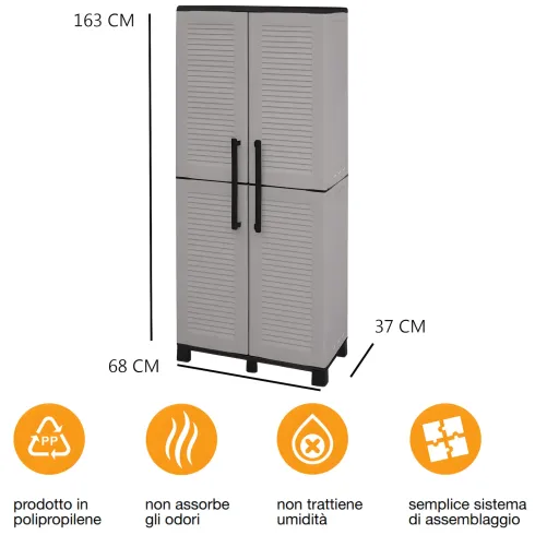 Armadio da Esterno Portascope 68x37x169 cm Ripiani Regolabili