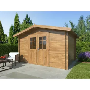 Casetta in Legno Impregnato 358x296 cm Blockhouse 28 mm Porta Doppia 2