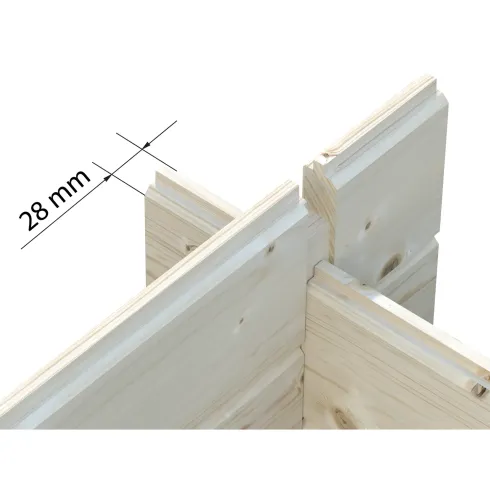 Casetta in Legno Naturale 28 mm 406x292 cm Blockhouse Doppia Porta