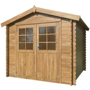 Casetta in Legno Impregnato 250x250 cm Blockhouse 28 mm Porta Doppia