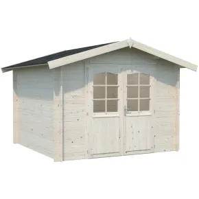 Casetta in Legno 276x330 cm Blockhouse 28 mm Doppia Porta Finestrata