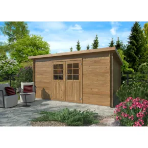 Casetta in Legno Impregnato 406x292 cm Blockhouse 28 mm Porta Doppia 2