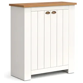 Scarpiera 2 Ante Mobile Ingresso Bianco Rovere 4 Ripiani 84x42x100 cm