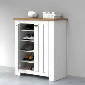 Scarpiera 2 Ante Mobile Ingresso Bianco Rovere 4 Ripiani 84x42x100 cm 2