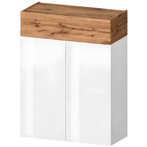 Scarpiera 2 Ante 1 Ribalta Bianco Lucido Rovere 3 Ripiani da Ingresso