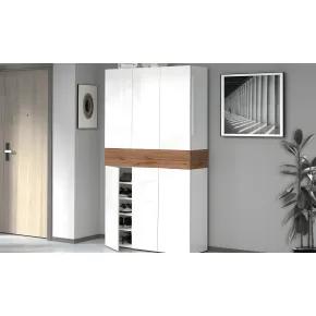 Armadio Scarpiera Bianco Lucido Rovere 6 Ante 1 Ribalta 8 Ripiani 2