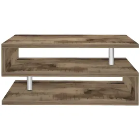 Tavolino da Caffè 90 cm in Legno Acero 2 Ripiani da Soggiorno Moderno