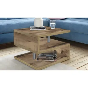 Tavolino da Caffè 55 cm in Legno Acero 2 Ripiani da Soggiorno Moderno 2