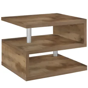 Tavolino da Caffè 55 cm in Legno Acero 2 Ripiani da Soggiorno Moderno