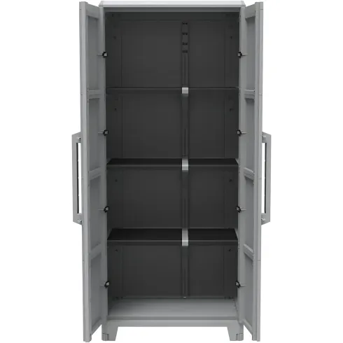 Armadio da Esterno 2 Ante in Pvc Resina Tuttopiani con Ripiano Mobile Modulare