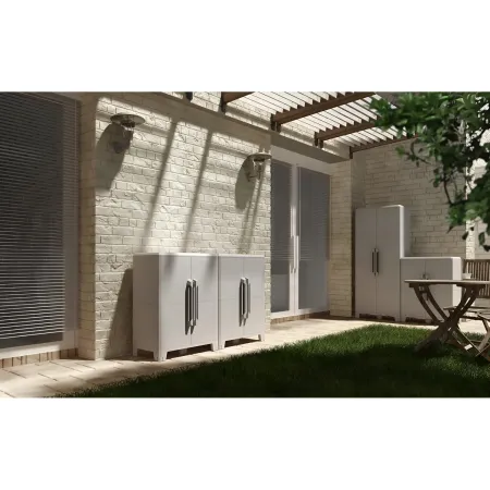 Armadio da Esterno 2 Ante in Pvc Resina Tuttopiani con Ripiano Mobile Modulare