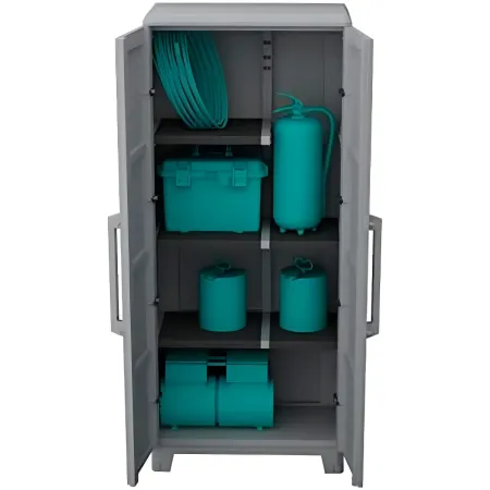 Armadio da Esterno 2 Ante in Pvc Resina Tuttopiani con Ripiano Mobile Modulare