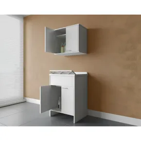 Mobile Lavatoio 60x50x85 cm con Pensile 60x34x52 cm 2 Ante 2