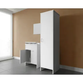 Mobile Lavatoio 2 Ante 60x50x85 con Colonna 45x50x182 e Specchio 45x60 2