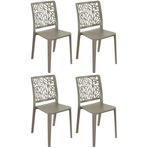 Set 4 Sedie da Pranzo Tortora in Polipropilene da Interno Esterno