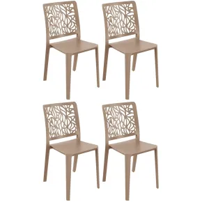 Set 4 Sedie da Pranzo Tortora Chiaro Polipropilene da Interno Esterno