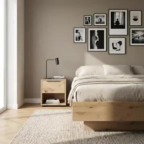 Comodino 1 Cassetto Rovere Artisan per Camera da Letto con Vano 2