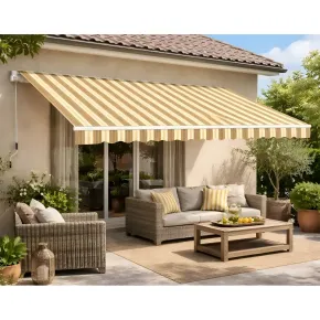 Tenda da Sole a Barra Quadra 300x200 Beige Rigato da Esterno Balcone 2