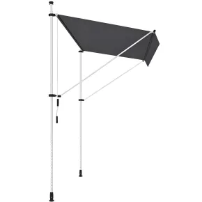 Tenda da Sole a Caduta Senza Viti 300x130 Altezza Regolabile Antracite 2