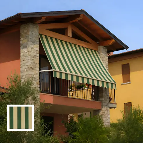 Tenda da Sole a Caduta 400x300 Riga Verde Bianco Bracci Senza Cassone