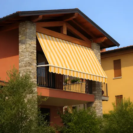 Tenda da Sole a Caduta 400x300 Riga Giallo Bianco Bracci Senza Cassone
