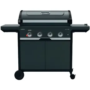 Barbecue Gas Campignaz 4 Fuochi Ruote Acciaio Inox Nero 127x57x113 cm