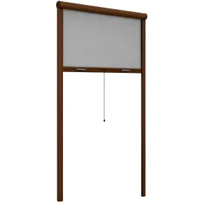 Zanzariera a Rullo Verticale 140x160 Riducibile in Alluminio Marrone