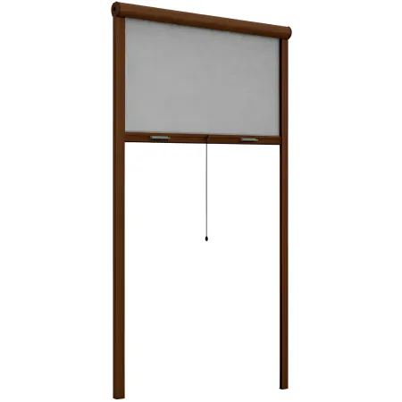 Zanzariera a Rullo Verticale 160x160 Riducibile in Alluminio Marrone
