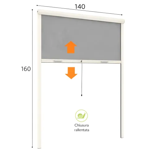 Zanzariera a Rullo Verticale 140x160 Riducibile in Alluminio Avorio
