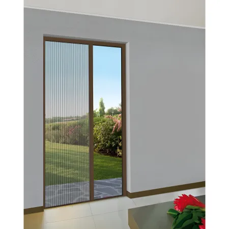 Zanzariera Plissettata Laterale Marrone Guida Bassa Porta 150x240