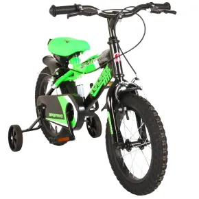 Bicicletta Bambini 14" Sportiva Verde Rotelle Removibili Borraccia 2