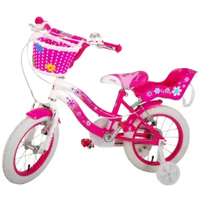 Bicicletta Bambini 14" Sportiva Rosa Rotelle Removibili Borraccia 2
