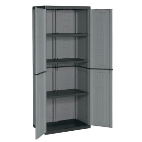 Armadietto in Resina Alto da Esterno Grigio con 2 Ante 68x39x166 cm 2