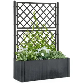 Fioriera Rettangolare 100x43 Resina con Spalliera in Pvc da Esterno Balcone Vasi 2