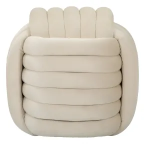 Pouf in Velluto Crema Quadrato Elegante per Salotto Camera da Letto