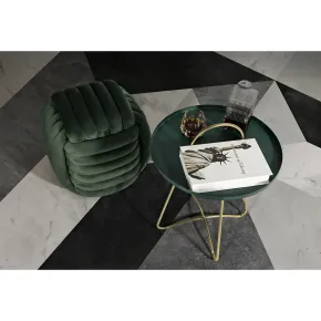 Pouf in Velluto Verde Quadrato Elegante per Salotto Camera da Letto 2
