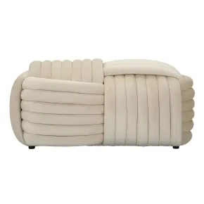 Pouf Panca Velluto Crema Rettangolare Elegante Salotto Camera da Letto