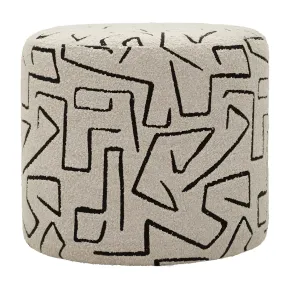 Pouf in Spugna Beige Nero Design Astratto da Soggiorno Camera da Letto