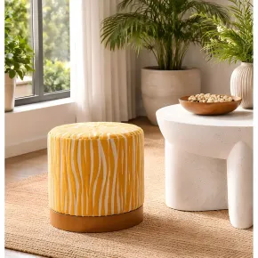 Pouf in Spugna Zebrato Senape Marrone da Soggiorno Camera da Letto 2