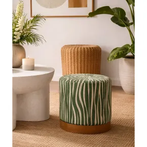 Pouf in Spugna Zebrato Verde Marrone da Soggiorno Camera da Letto 2