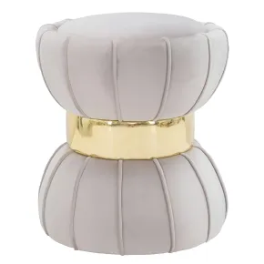 Pouf Imbottito in Velluto Grigio Oro da Soggiorno Camera da Letto